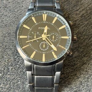 Fossil Black and Silver Men's 47mm Watch